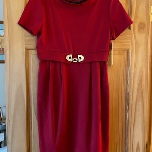 Perceptions Red Midi Dress with Gold Accent
